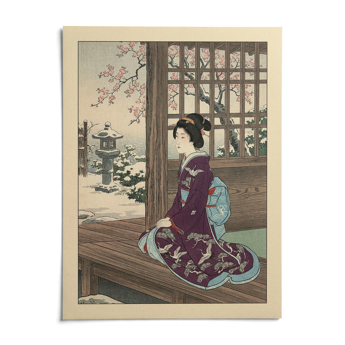 Hasui Kawase Geisha Print, shown as an unframed paper print on a plain white background