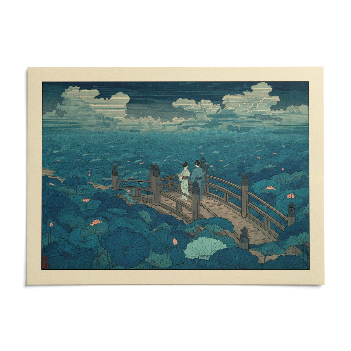 Hasui Kawase Japanese Woodblock, shown as an unframed paper print on a plain white background