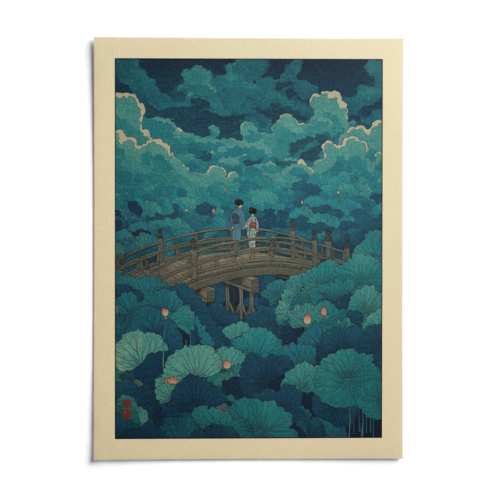 Hasui Kawase Lotus Pond Print, shown as an unframed paper print on a plain white background