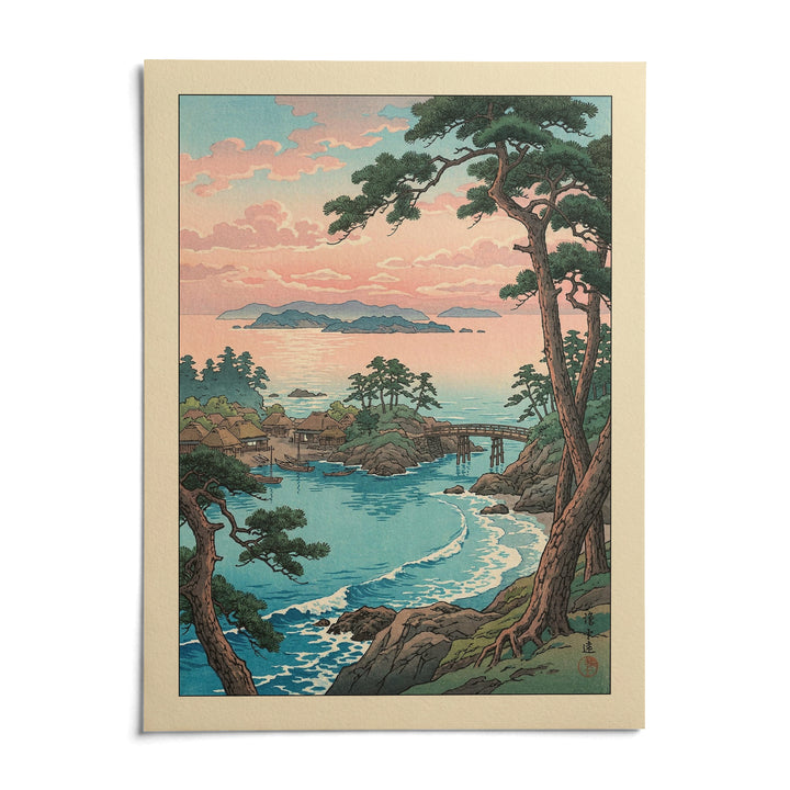 Hasui Kawase Sea Landscape Print, shown as an unframed paper print on a plain white background