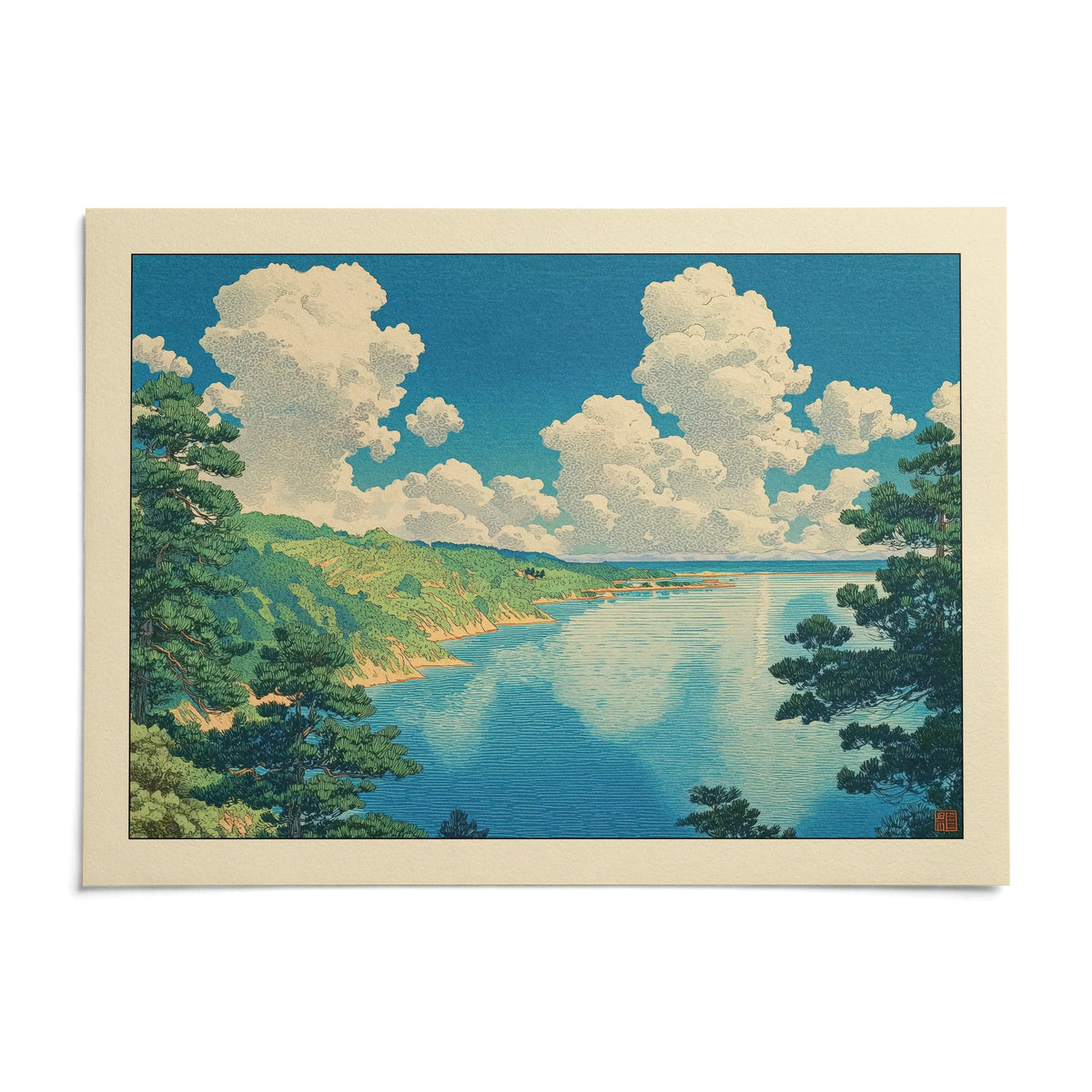 Hasui Kawase Seascape Print, shown as an unframed paper print on a plain white background