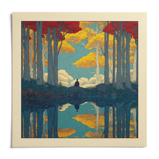Hasui Kawase Serene Nature Wall Art, shown as an unframed paper print on a plain white background