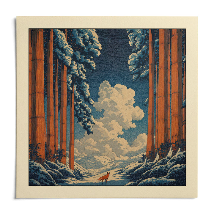 Hasui Kawase Snowy Forest Art Print, shown as an unframed paper print on a plain white background