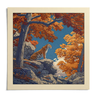 Hasui Kawase Tiger Art Print, shown as an unframed paper print on a plain white background