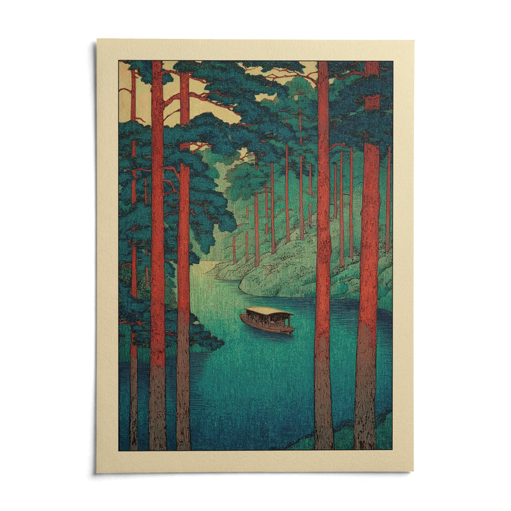 Hasui Kawase Tranquil River, shown as an unframed paper print on a plain white background