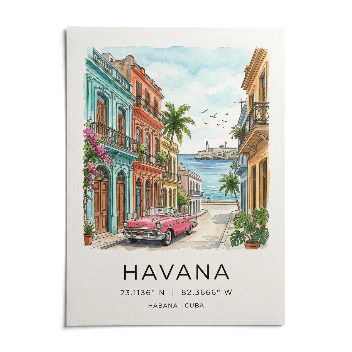 Havana Wall Art, shown as an unframed paper print on a plain white background