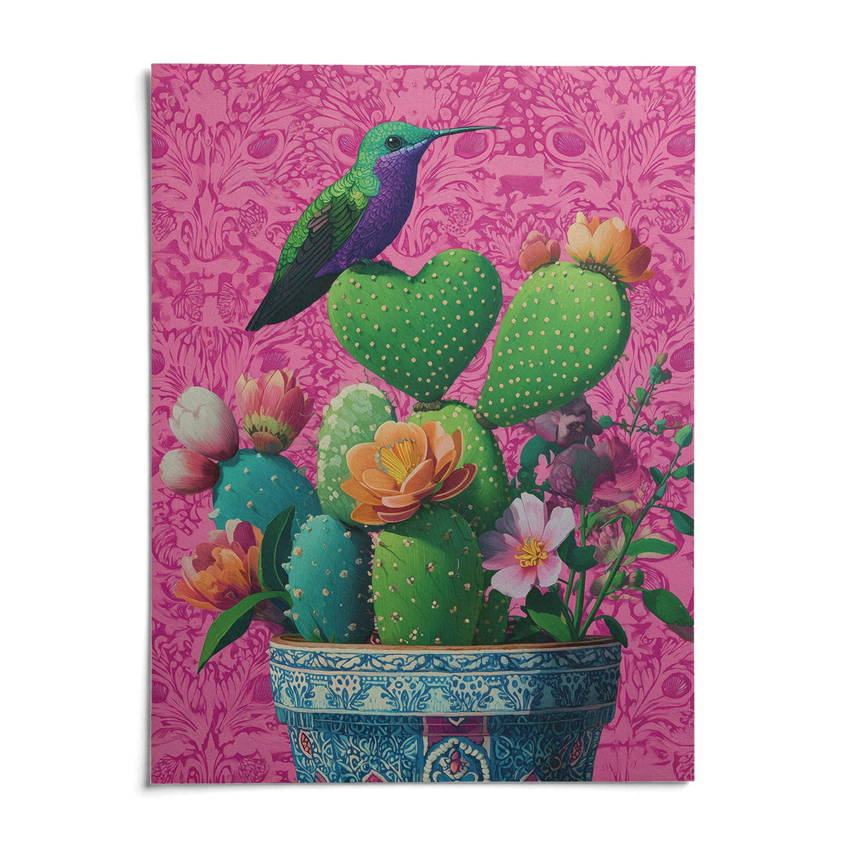 Heart Shaped Cactus, shown as an unframed paper print on a plain white background
