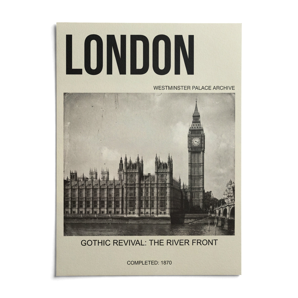 Historic London Poster, shown as an unframed paper print on a plain white background