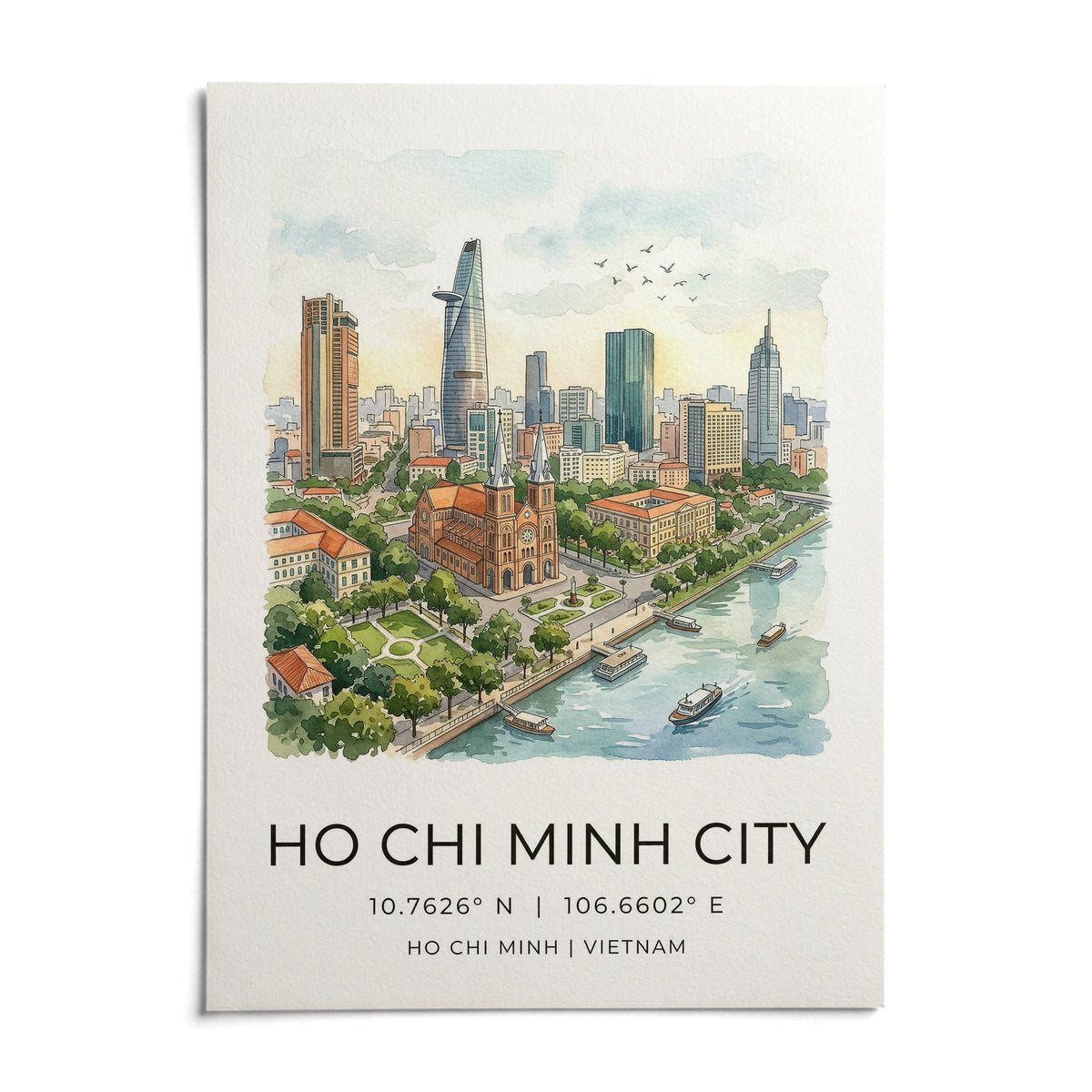 Ho Chi Minh City Wall Art, shown as an unframed paper print on a plain white background