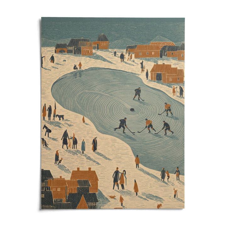 Hockey Winter Art Print, shown as an unframed paper print on a plain white background
