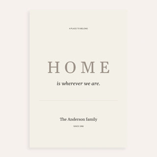 Home Beige Personal Print, shown as an unframed paper print on a plain white background