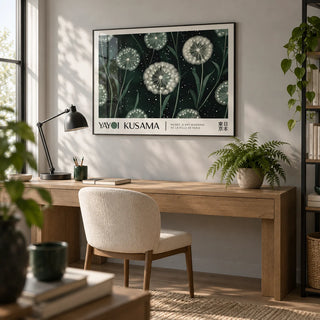 Horizontal Posters, framed on the wall of a calm home office with a pale grey wall