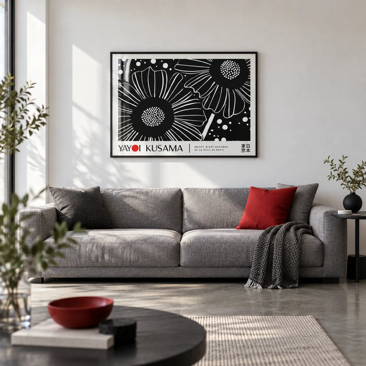 Horizontal Wall Hanging, framed on the wall of a crisp design-led city flat living room with a white wall and a polished concrete floor