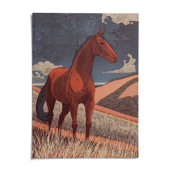 Horse Line Art, shown as an unframed paper print on a plain white background