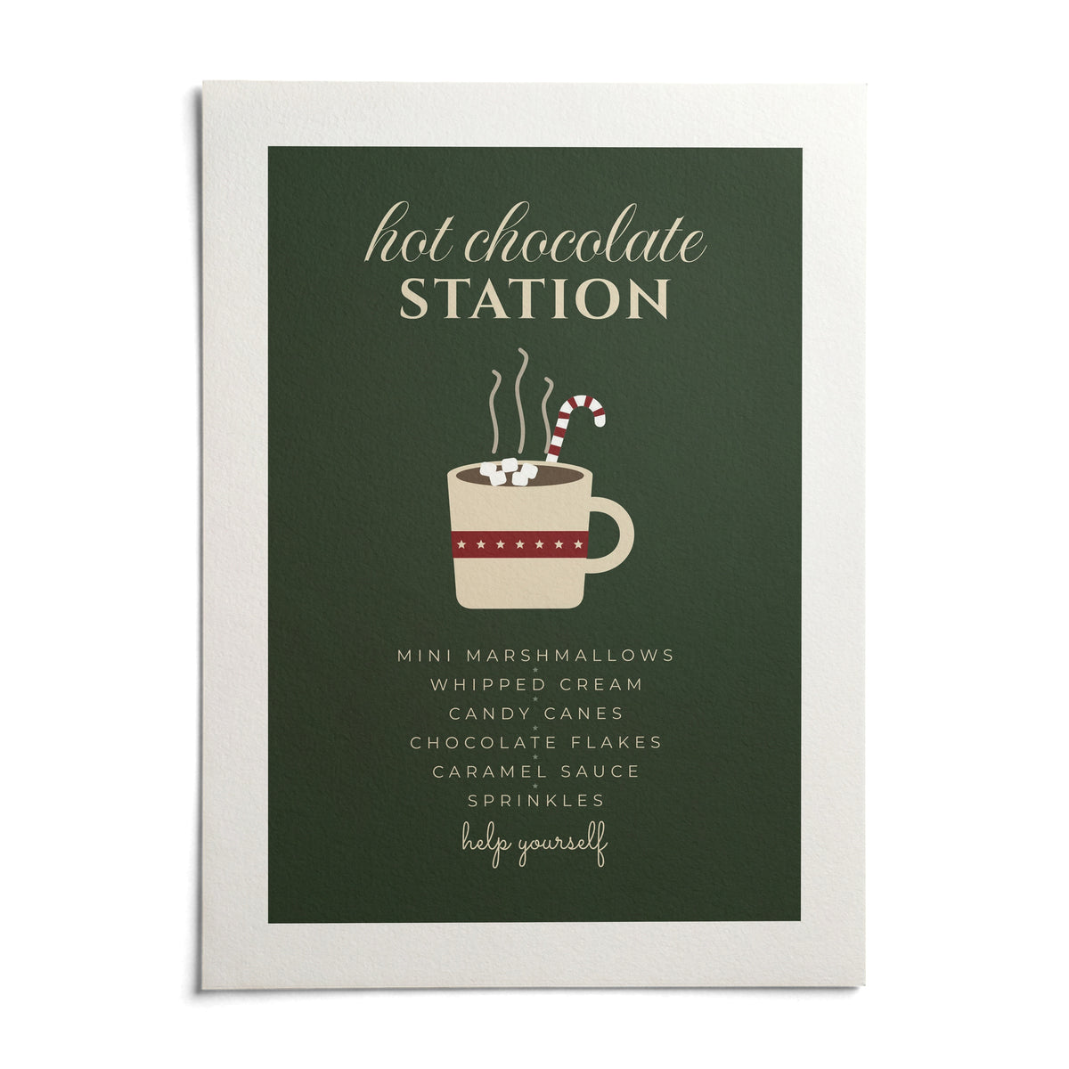 Hot Chocolate Station Print, shown as an unframed paper print on a plain white background
