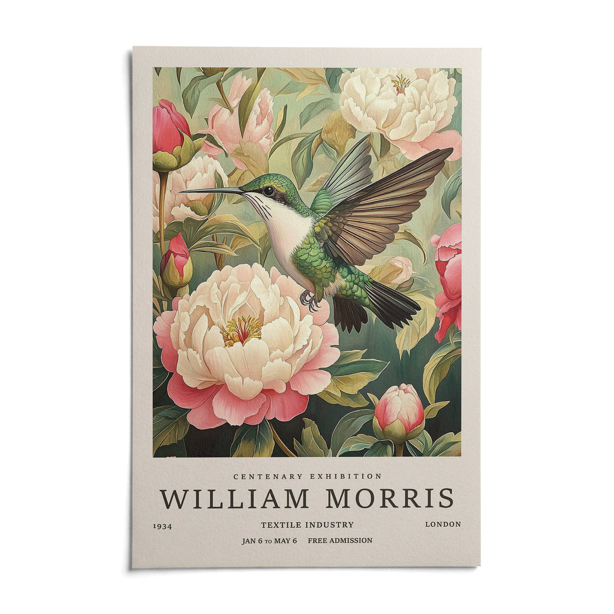 Hummingbird Prints, shown as an unframed paper print on a plain white background