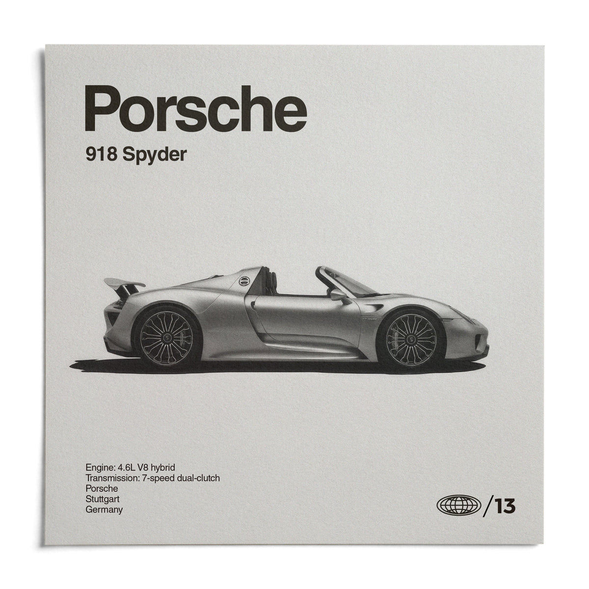 Hybrid Supercar Wall Art, shown as an unframed paper print on a plain white background