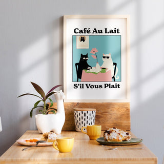 Abstract quirky kitchen wall art with whimsical French bistro theme