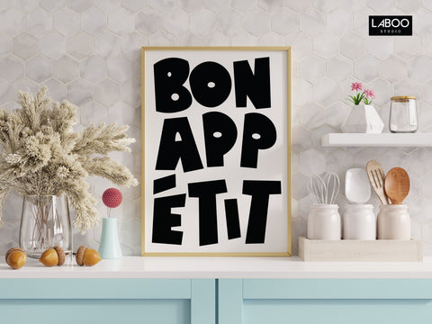 black-white-typography-poster-bon-appetit-kitchen