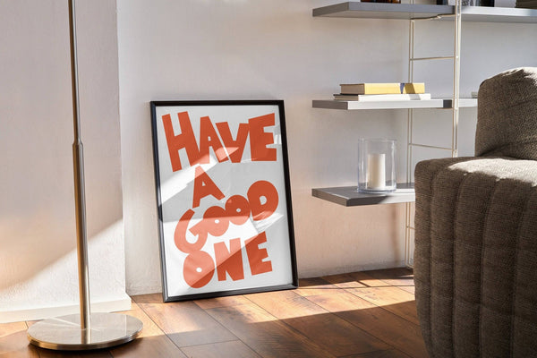 Modern retro wall art typography designed to add positivity to spaces