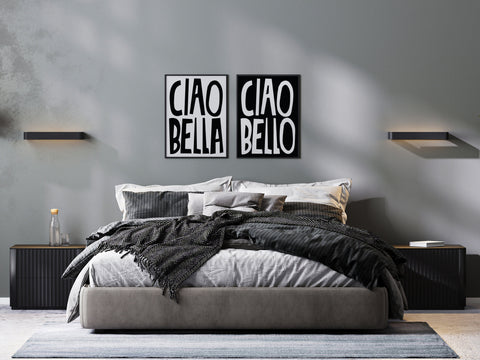 white-black-typography-poster-ciao-bello-bedroom