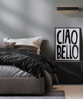 Modern Italian typography wall art in black and white for minimalist spaces
