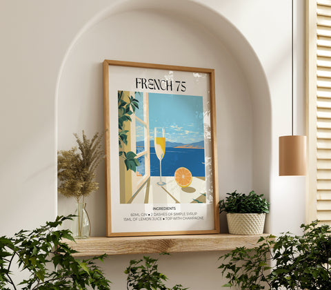 Matisse French 75 Cocktail Art Poster | Bar Artwork Décor