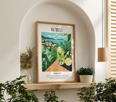 Matisse Mojito Cocktail Art Poster | Retro Bar Signs for Home