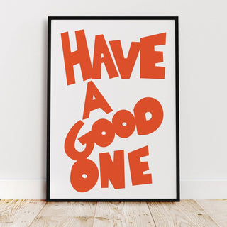 Bold and optimistic orange wall art typography print for contemporary homes
