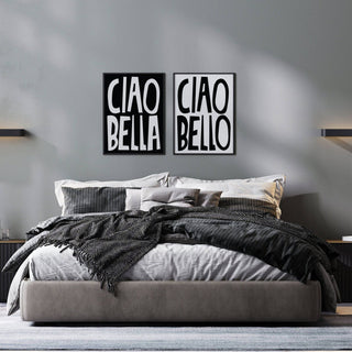 Italian wall art featuring timeless black and white contrast