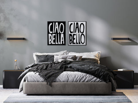 black-white-typography-poster-ciao-bello-bedroom