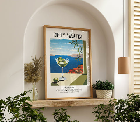 Matisse Dirty Martini Cocktail Art Poster | Bar Art Print