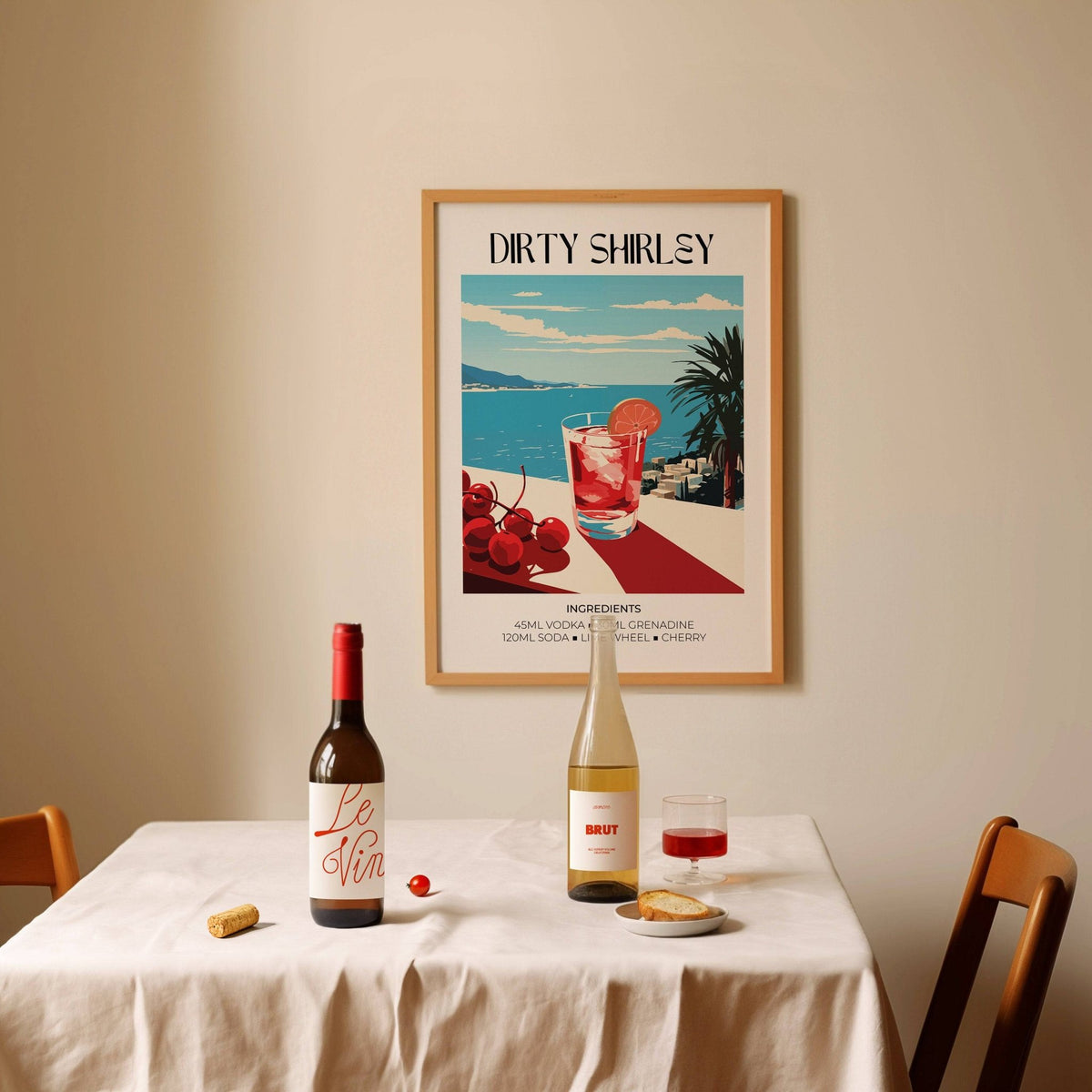 Decorative cocktail art featured in bold bar wall pictures print