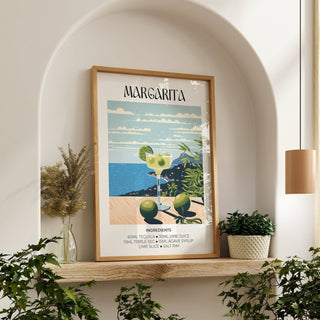 Refreshing Margarita drink illustration in premium decor for bar print
