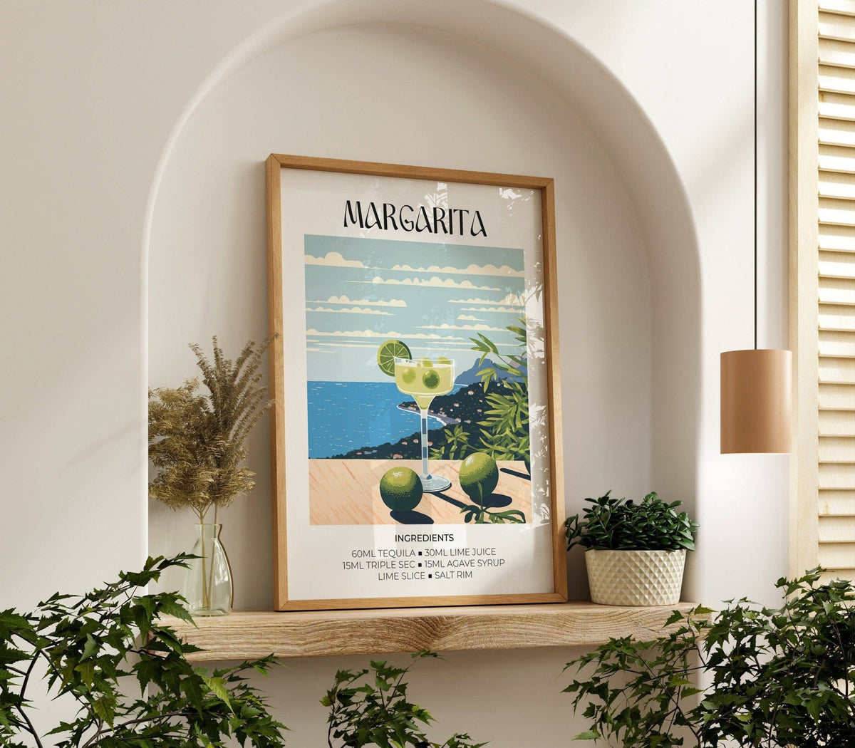 Refreshing Margarita drink illustration in premium decor for bar print