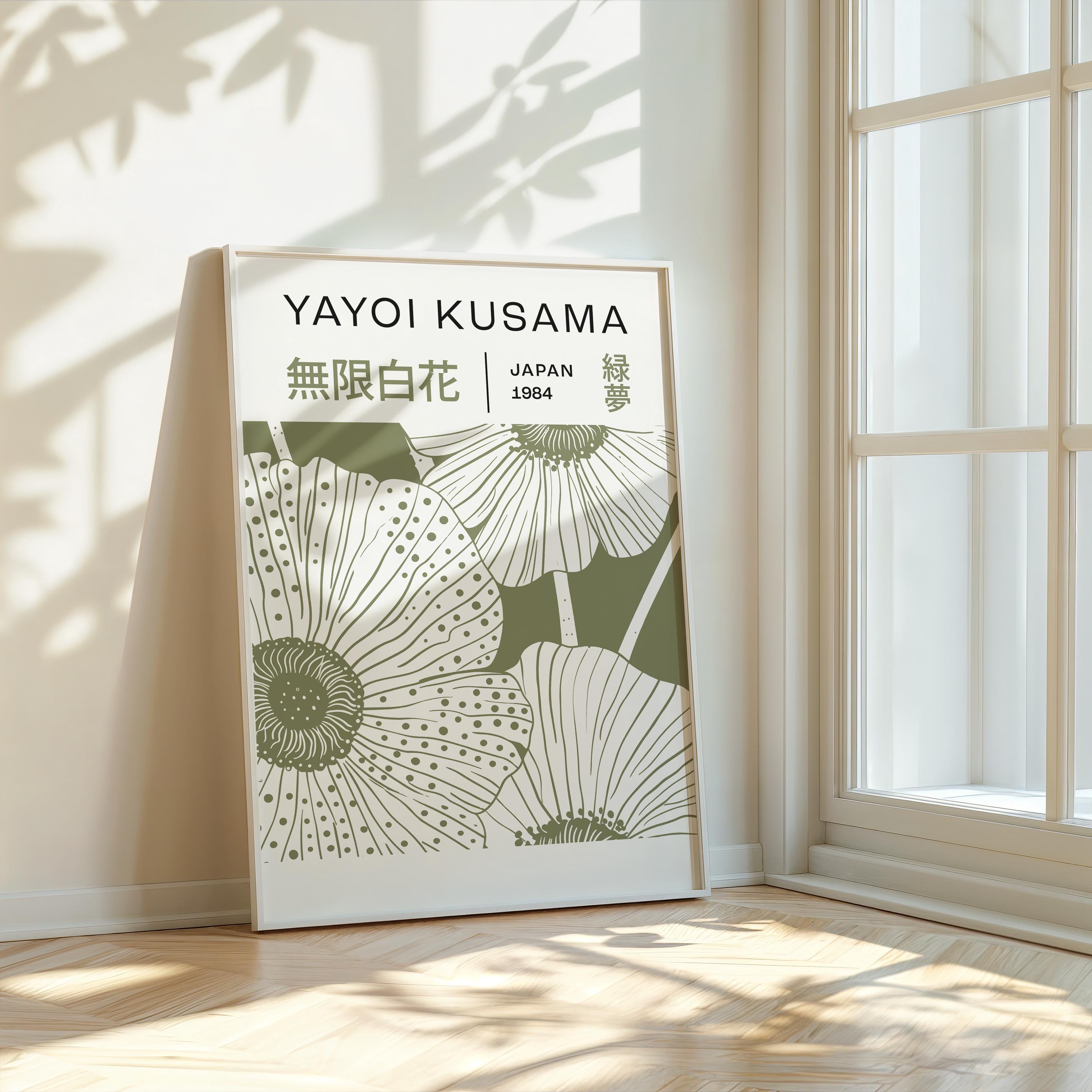 Yayoi Kusama Sage Green Floral Print