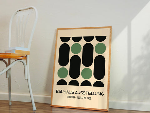 Decorative green and black Bauhaus poster