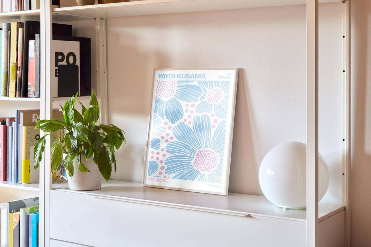 Minimalist light blue wall art for stylish home decor