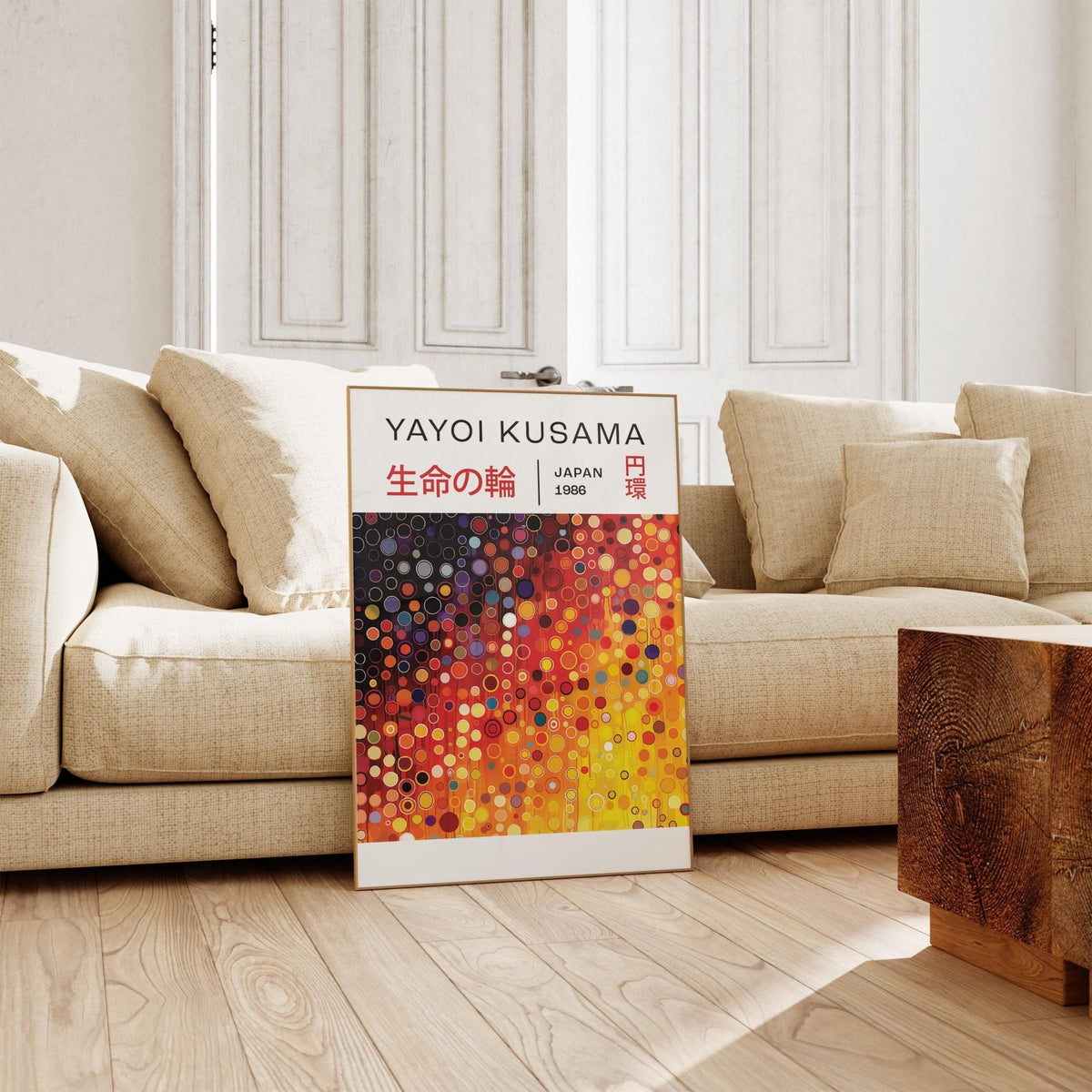 Modern Yayoi Kusama dots print inspired by Japanese contemporary art