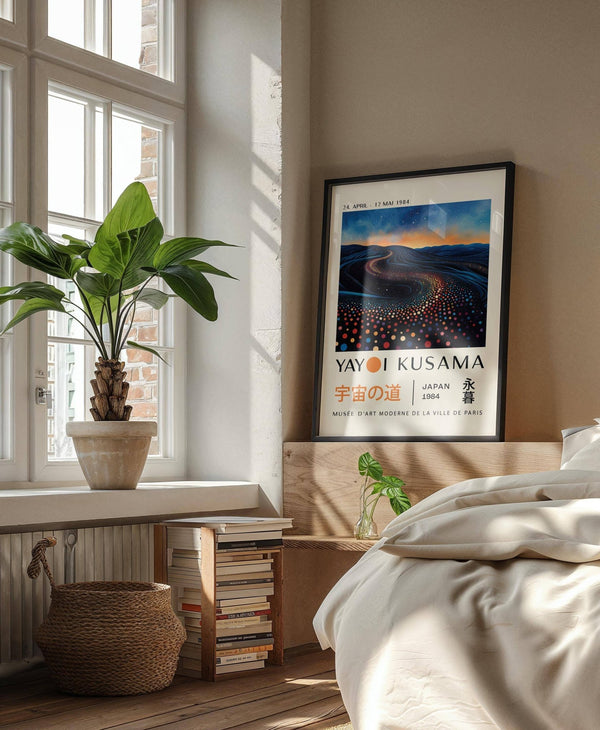 Minimalist Yayoi Kusama infinity room print perfect for bold decor