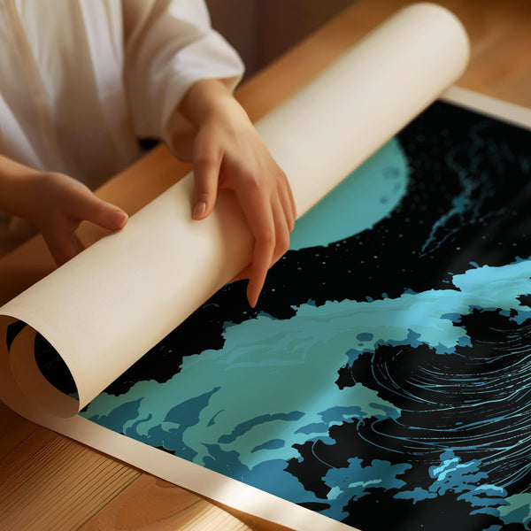 serene large ocean wall art with elegant details