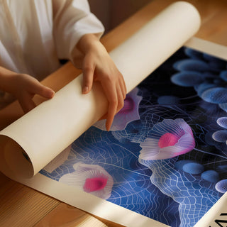 Intricate floral design in premium purple abstract wall art print