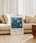 Modern dandelion print in teal for living room decoration.