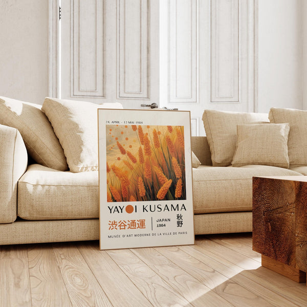 Nature-inspired autumnal wall art with golden field for modern spaces