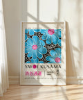 Bright blue flowers Yayoi Kusama print