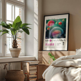 Eclectic interior featuring ocean-inspired fish wall decor poster