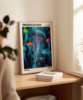 Pop art-inspired jellyfish poster for modern home and office decor.