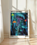 Yayoi Kusama art colorful jellyfish poster for modern wall decor.