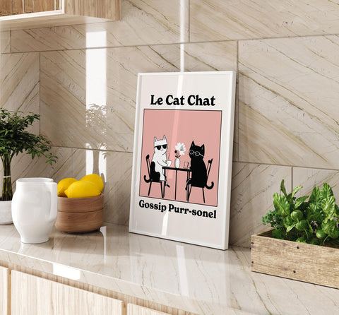 Cool kitchen wall art with stylish cat design