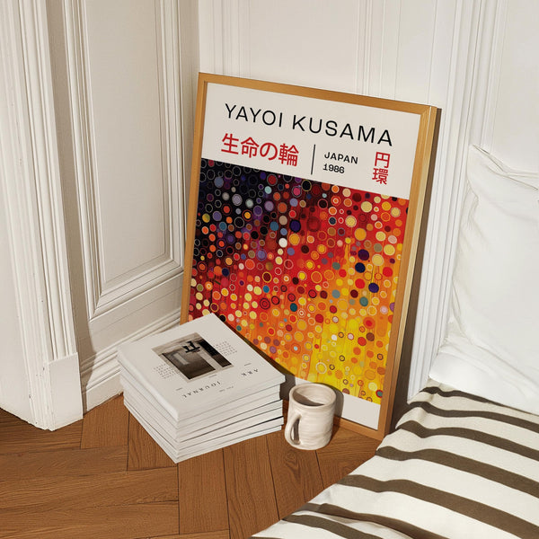 Yayoi Kusama dots print ideal for living rooms, bedrooms, and studios